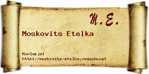 Moskovits Etelka névjegykártya